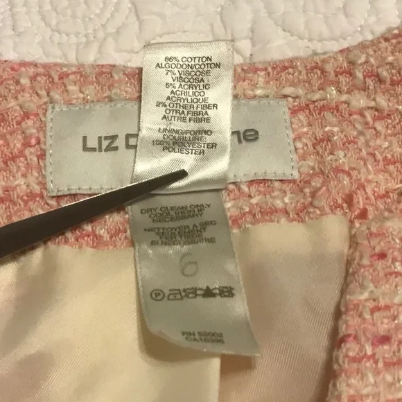 Adorable pink & cream tweed Liz Claiborne blazer with ribbons & bows (12) - Picture 5 of 16